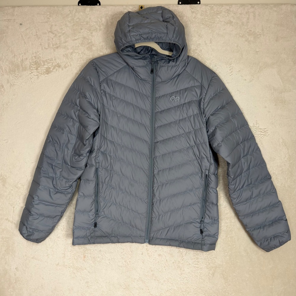 Outdoor Research Coldfront LT Down Hoodie Mens Medium Gray Puffer Gorpecore
